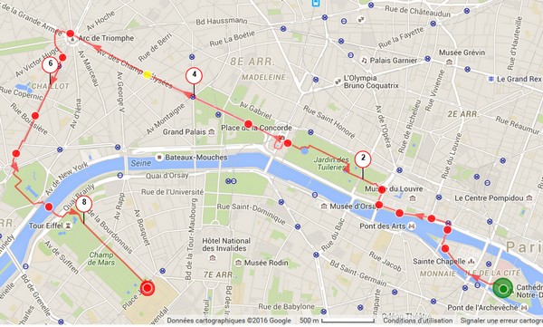 Runner training in Paris on an epic route with Eiffel Tower and historic landmarks.