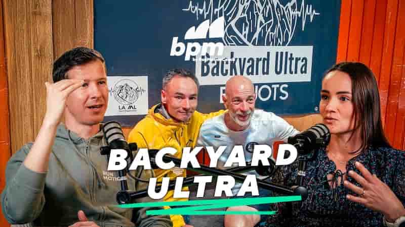 Runner competing in a backyard ultra race, covering 443 km in three days.