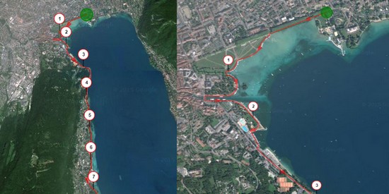 Runner training along Lake Annecy lakefront, with nearby trail routes to level up endurance running.