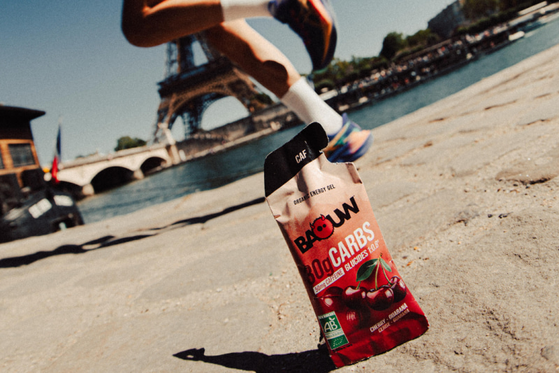 Baouw caffeinated gels provide steady energy for runners during night trail ultra races.